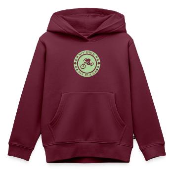 Biken Ebike Bike - Kinder Premium Organic Hoodie - Burgunderrot - Vorne - AI Model Kid Female (0cm)