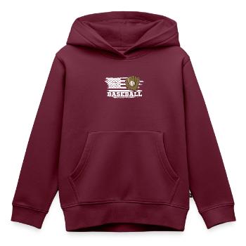 Baseball Catcher Pitcher Sportplatz Handschuhe - Kinder Premium Organic Hoodie - Burgunderrot - Vorne - AI Model Kid Female (0cm)