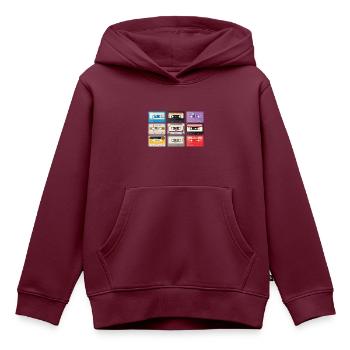 Vintage Stereo Casette Shirt BASF CHROMA Tape - Kinder Premium Organic Hoodie - Burgunderrot - Vorne - AI Model Kid Female (0cm)