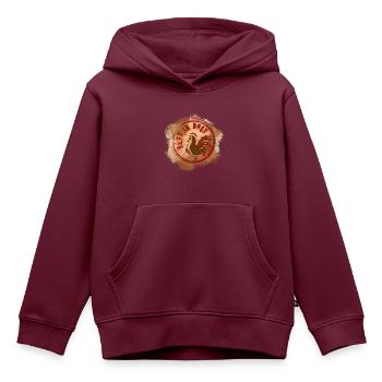 Hahn im Korb - Kinder Premium Organic Hoodie - Burgunderrot - Vorne - AI Model Kid Female (0cm)