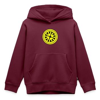 Roulette Icon Kreis - Kinder Premium Organic Hoodie - Burgunderrot - Vorne - AI Model Kid Female (0cm)
