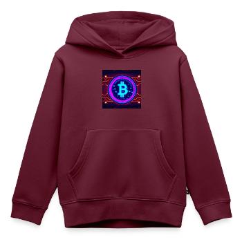 Bitcoin verbunden mit der Matrix - Kinder Premium Organic Hoodie - Burgunderrot - Vorne - AI Model Kid Female (0cm)