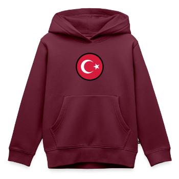 In einem Zeichen der Türkei - Kinder Premium Organic Hoodie - Burgunderrot - Vorne - AI Model Kid Female (0cm)
