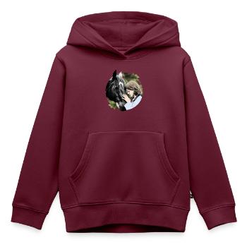 Ostwind Aris Ankunft Ostwind Ari Porträt - Kinder Premium Organic Hoodie - Burgunderrot - Vorne - AI Model Kid Female (0cm)