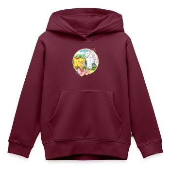 Bibi und Tina 'Bibi streichelt Sabrina' - Kinder Premium Organic Hoodie - Burgunderrot - Vorne - AI Model Kid Female (0cm)
