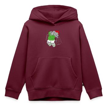 Benjamin Blümchen als Fußballtorwart - Kinder Premium Organic Hoodie - Burgunderrot - Vorne - AI Model Kid Female (0cm)