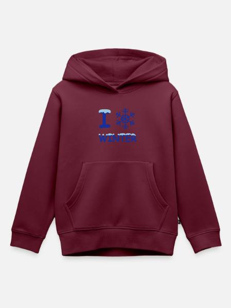 I love winter Schneeflocke - Kinder Premium Organic Hoodie - Burgunderrot