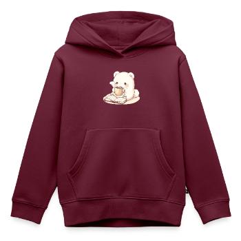 kawaii tier mit buch und tee - Kinder Premium Organic Hoodie - Burgunderrot - Vorne - AI Model Kid Female (0cm)