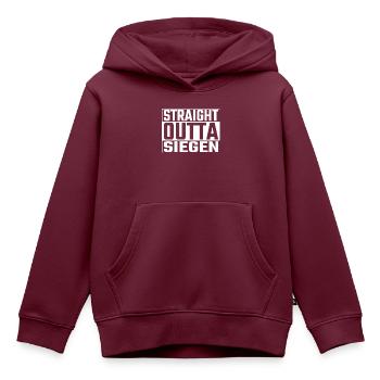 Straight Outta Siegen Siegener - Kinder Premium Organic Hoodie - Burgunderrot - Vorne - AI Model Kid Female (0cm)