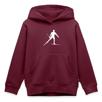 Langlaufen, Langläufer, Skilanglauf - Kinder Premium Organic Hoodie - Burgunderrot - Vorne - AI Model Kid Female (0cm)