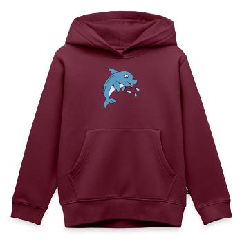 Delfin mit Wassertropfen - Kinder Premium Organic Hoodie - Burgunderrot - Vorne - AI Model Kid Female (0cm)