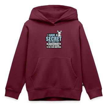 Ich habe ein Geheimnis, ich werde ein großer Bruder sein - Kinder Premium Organic Hoodie - Burgunderrot - Vorne - AI Model Kid Female (0cm)