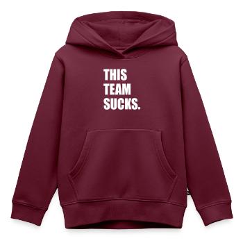 Schlechtes Team - Kinder Premium Organic Hoodie - Burgunderrot - Vorne - AI Model Kid Female (0cm)