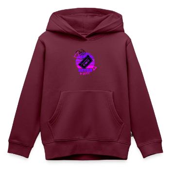 Retro Music - 80s - Achtziger - Kassette - Kinder Premium Organic Hoodie - Burgunderrot - Vorne - AI Model Kid Female (0cm)