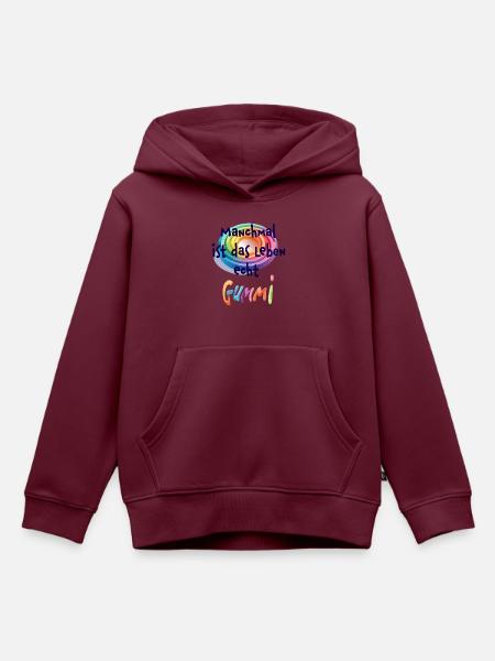 Leben ist Gummi - Kinder Premium Organic Hoodie - Burgunderrot