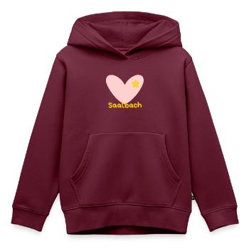 Saalbach - Alpen - Salzburg - Skifahren - Kinder Premium Organic Hoodie - Burgunderrot - Vorne - AI Model Kid Female (0cm)