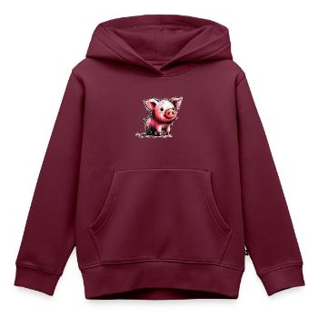 Schweinchen - Kinder Premium Organic Hoodie - Burgunderrot - Vorne - AI Model Kid Female (0cm)