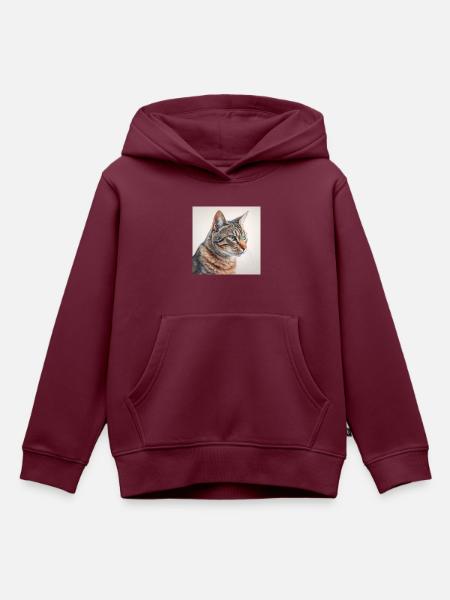 Katze - Kinder Premium Organic Hoodie - Burgunderrot