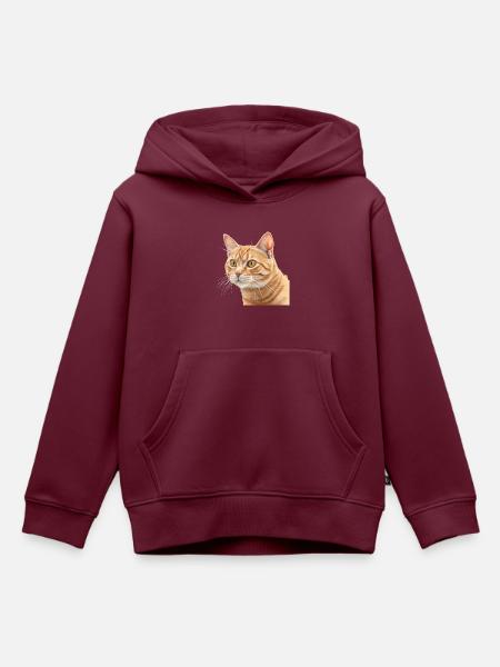 Katze - Kinder Premium Organic Hoodie - Burgunderrot