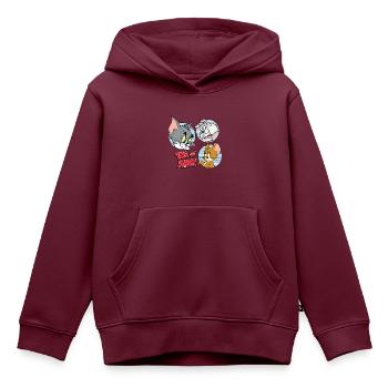 Tom Und Jerry Spike, Tom und Jerry Kacheln - Kinder Premium Organic Hoodie - Burgunderrot - Vorne - AI Model Kid Female (0cm)