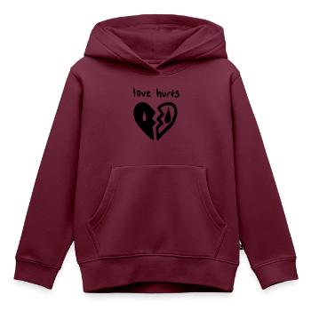 Love Hurts. Liebe tut weh - Kinder Premium Organic Hoodie - Burgunderrot - Vorne - AI Model Kid Female (0cm)