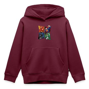 DC Comics Justice League Superhelden - Kinder Premium Organic Hoodie - Burgunderrot - Vorne - AI Model Kid Female (0cm)