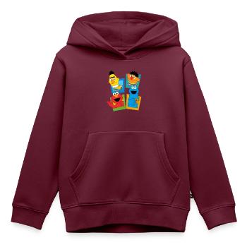 Sesamstraße Schild Ernie und Bert - Kinder Premium Organic Hoodie - Burgunderrot - Vorne - AI Model Kid Female (0cm)
