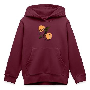 saftige Pfirsiche - Kinder Premium Organic Hoodie - Burgunderrot - Vorne - AI Model Kid Female (0cm)