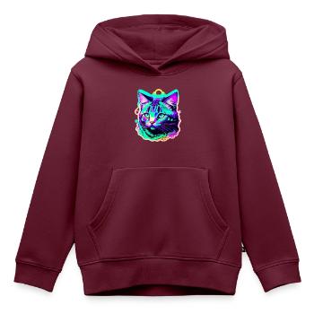 bunte Katze - Kinder Premium Organic Hoodie - Burgunderrot - Vorne - AI Model Kid Female (0cm)