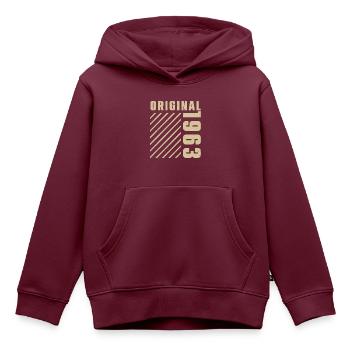 Original 1963 Authentischer Jahrgang Bursdag von 1963 - Kinder Premium Organic Hoodie - Burgunderrot - Vorne - AI Model Kid Female (0cm)