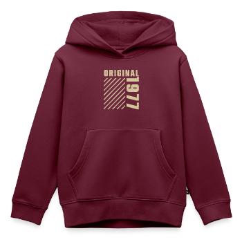 Original 1977 Authentischer Jahrgang Bursdag von 1977 - Kinder Premium Organic Hoodie - Burgunderrot - Vorne - AI Model Kid Female (0cm)
