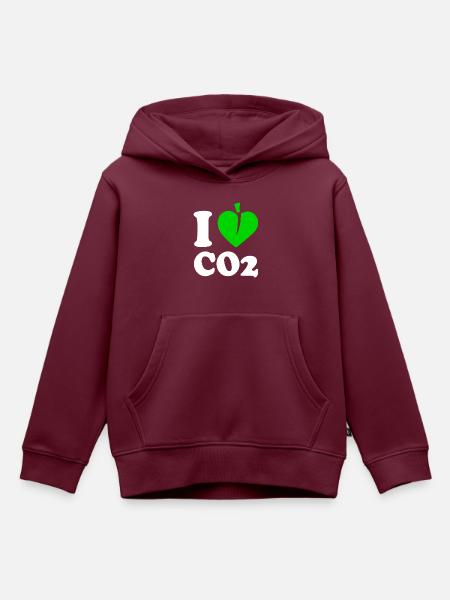 I love co2 - Kinder Premium Organic Hoodie - Burgunderrot