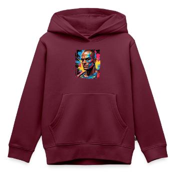 Porträt eines Sci-Fi-Superhelden - Kinder Premium Organic Hoodie - Burgunderrot - Vorne - AI Model Kid Female (0cm)