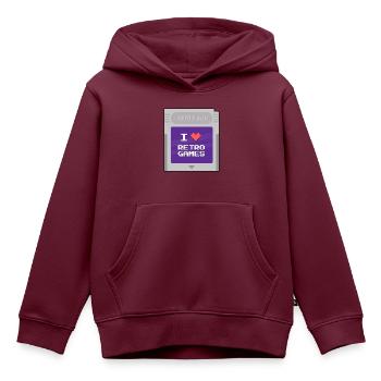Retro Boy - Ich liebe Retrogames - Kinder Premium Organic Hoodie - Burgunderrot - Vorne - AI Model Kid Female (0cm)
