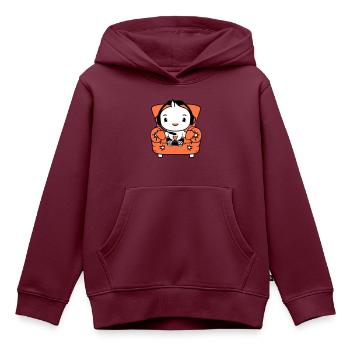 Ente Gamer zocken Controller Headset Sessel sitzen - Kinder Premium Organic Hoodie - Burgunderrot - Vorne - AI Model Kid Female (0cm)