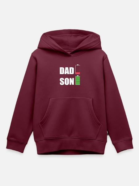DAD & SON - Kinder Premium Organic Hoodie - Burgunderrot