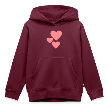 Rosa Herz-Shapes - Kinder Premium Organic Hoodie - Burgunderrot - Vorne - AI Model Kid Female (0cm)