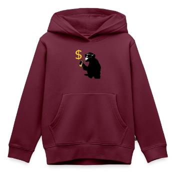 affe sprüht dollarzeichen - Kinder Premium Organic Hoodie - Burgunderrot - Vorne - AI Model Kid Female (0cm)