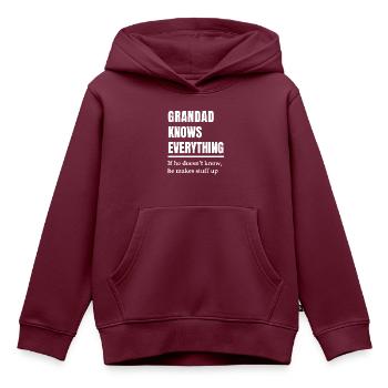 Opa weiß alles. Opa - Kinder Premium Organic Hoodie - Burgunderrot - Vorne - AI Model Kid Female (0cm)