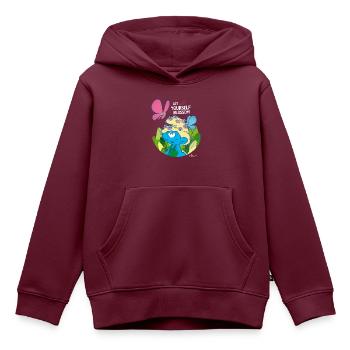 Die Schlümpfe Naturschlumpf Nat Minischlumpf - Kinder Premium Organic Hoodie - Burgunderrot - Vorne - AI Model Kid Female (0cm)