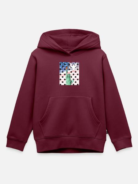 USA, Freiheitsstatue - Kinder Premium Organic Hoodie - Burgunderrot