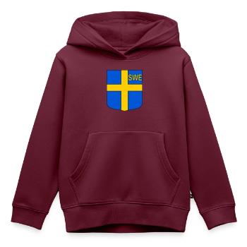 ENG-Schild - Kinder Premium Organic Hoodie - Burgunderrot - Vorne - AI Model Kid Female (0cm)