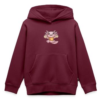 Kawaii Axolotl mit Decke und - Kinder Premium Organic Hoodie - Burgunderrot - Vorne - AI Model Kid Female (0cm)