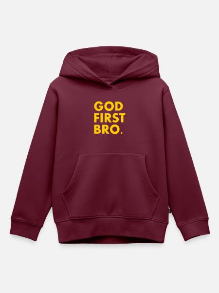 God first bro - Kinder Premium Organic Hoodie - Burgunderrot