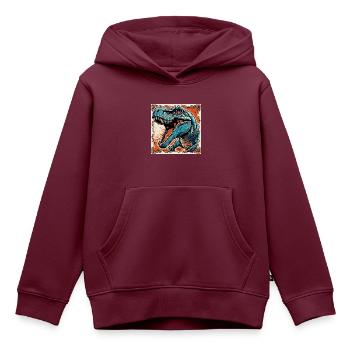 Dinosaurier / Tier / Urzeit / Reptil / Jungs - Kinder Premium Organic Hoodie - Burgunderrot - Vorne - AI Model Kid Female (0cm)