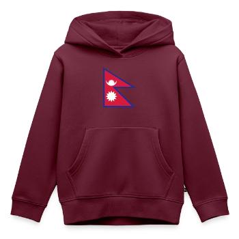 Nationalflagge von Nepal - Kinder Premium Organic Hoodie - Burgunderrot - Vorne - AI Model Kid Female (0cm)