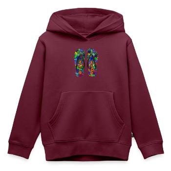 Geckos FLIP FLOP - Kinder Premium Organic Hoodie - Burgunderrot - Vorne - AI Model Kid Female (0cm)