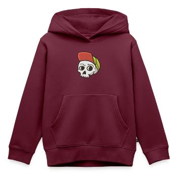 Skater Skull - Kinder Premium Organic Hoodie - Burgunderrot - Vorne - AI Model Kid Female (0cm)