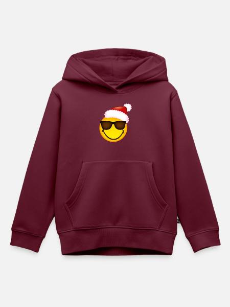 Smiley Glossy Sunglasses Christmas - Kinder Premium Organic Hoodie - Burgunderrot