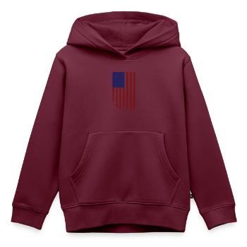 Retro Vintage vertikale amerikanische Flagge - Kinder Premium Organic Hoodie - Burgunderrot - Vorne - AI Model Kid Female (0cm)
